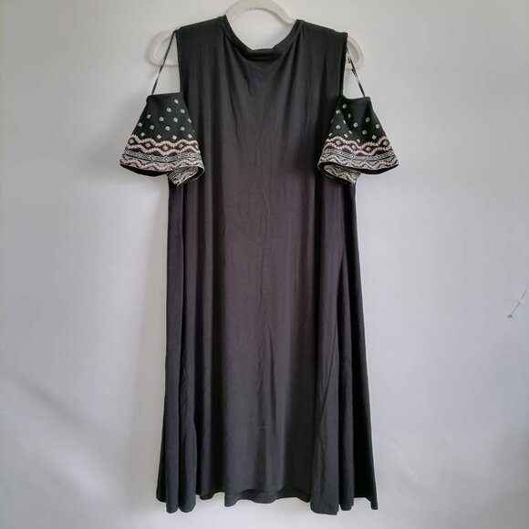 Style & Co. Womens Black Cold Shoulder Sleeve Embroidered A-Line Dress Size XL - Picture 4 of 8